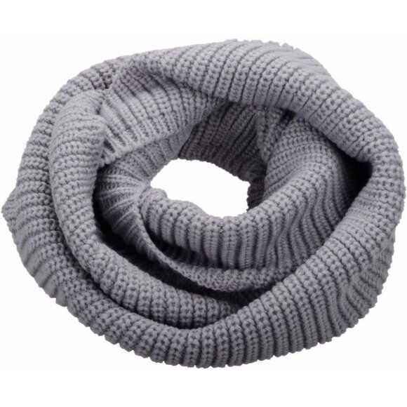 Women's Light Grey Thick Ribbed Knit Winter Infinity Circle Loop Scarf